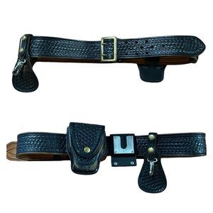 Dutyman 4021 2 1/4” Basketweave Black Leather Belt Gold Buckle & Accessories 42